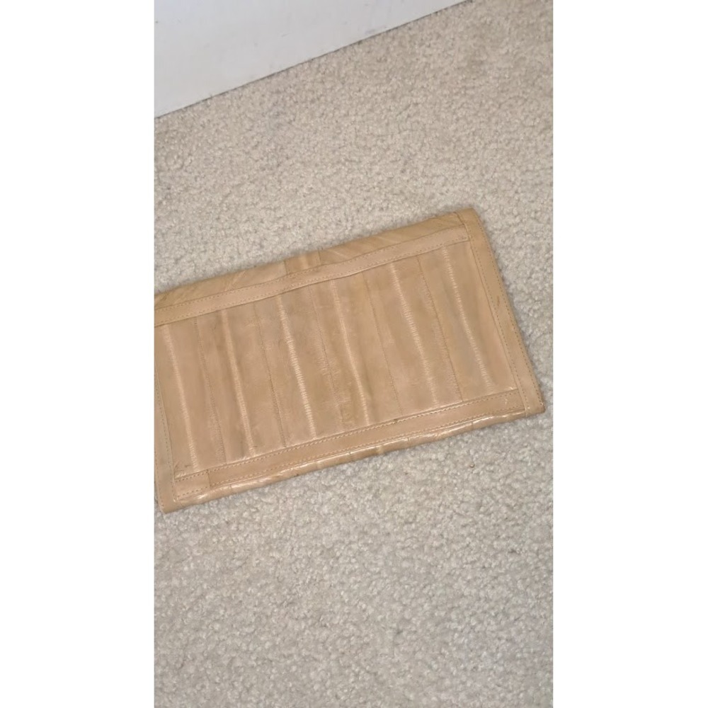 Vintage Tan Eel Skin Leather Clutch Purse 10" X 6" - Picture 3 of 6
